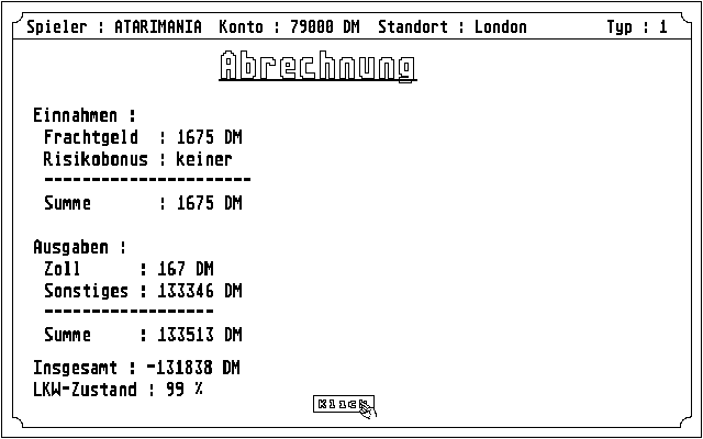 Trucker atari screenshot